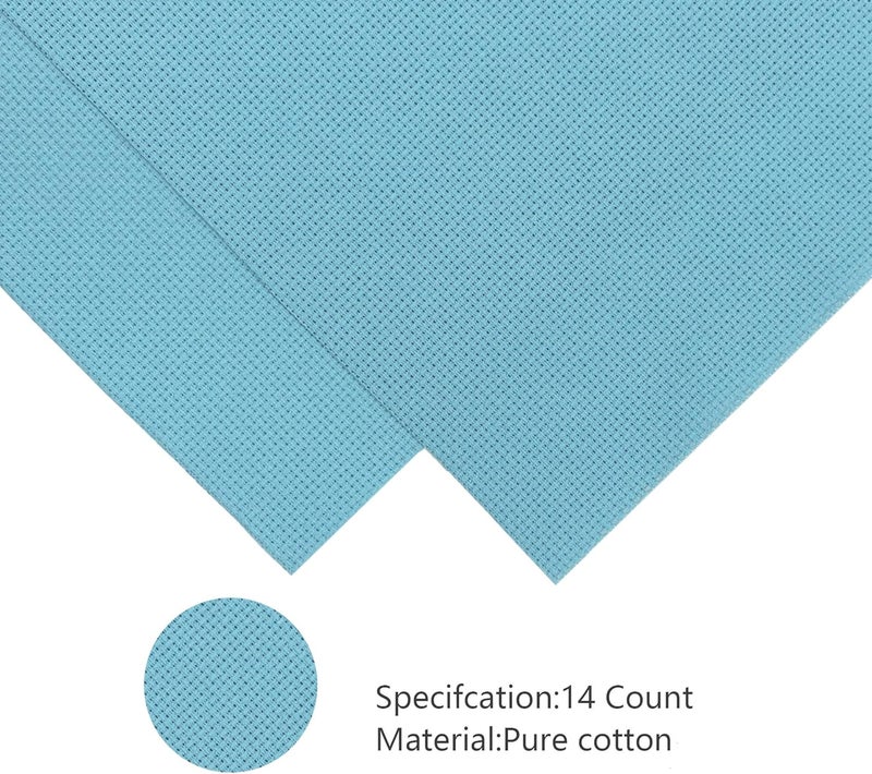 Zhenqing 14CT Aida Cloth - 30x35 Inch Cross Stitch Fabric for Embroidery, Pre-Cut Needlework Material, Acid-Free, Durable Weave(Light Blue) - Image 3